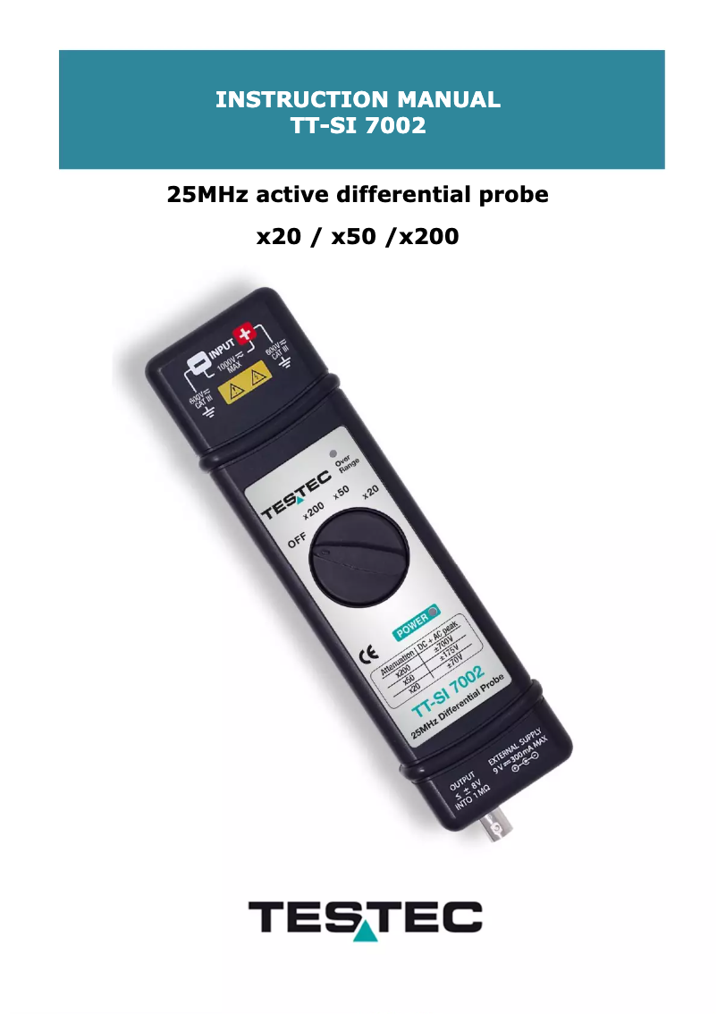 Página 1 del manual Manual de usuario Testec TT-SI 7002