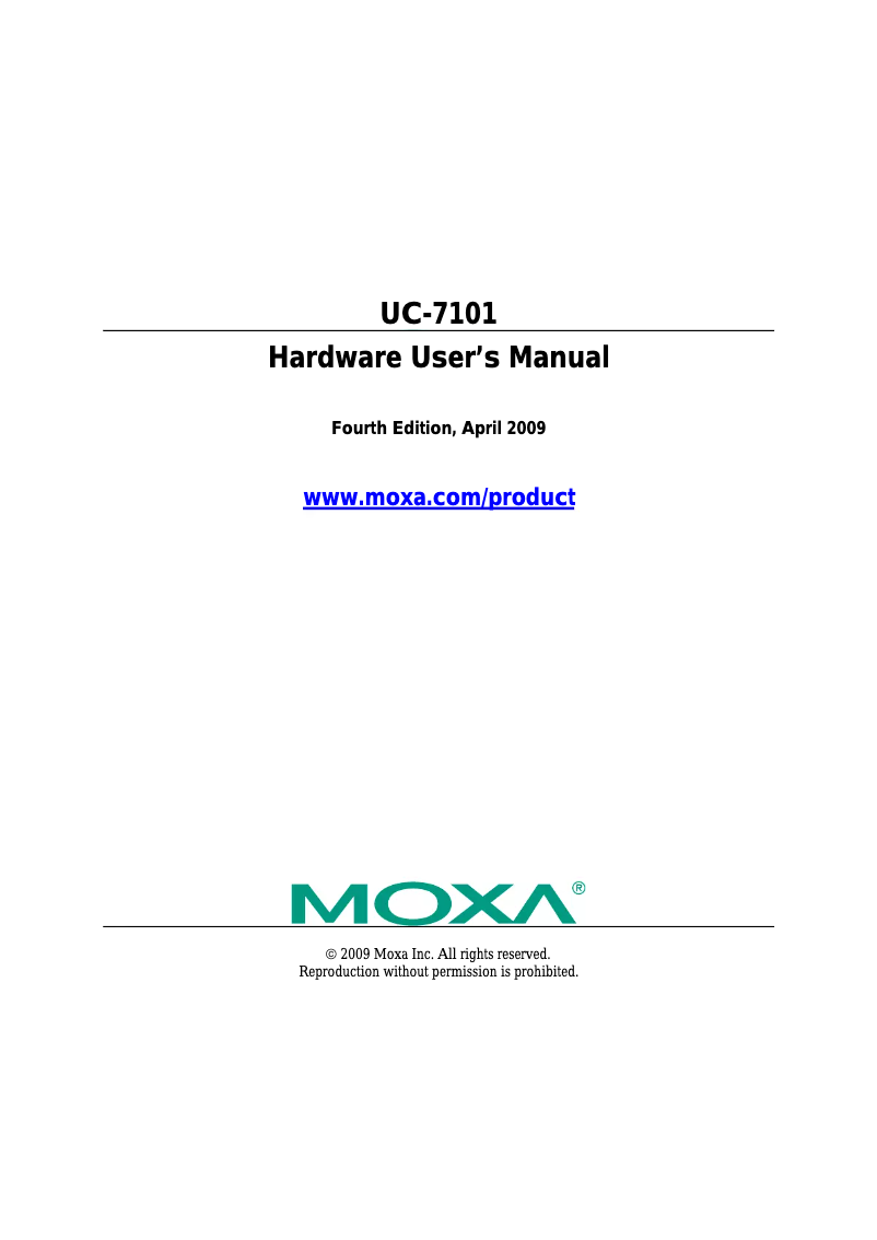 Page 1 de la notice Manuel utilisateur Moxa UC-7101