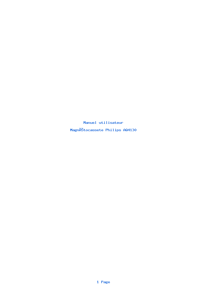 Page 1 de la notice Manuel utilisateur Philips AQ4130