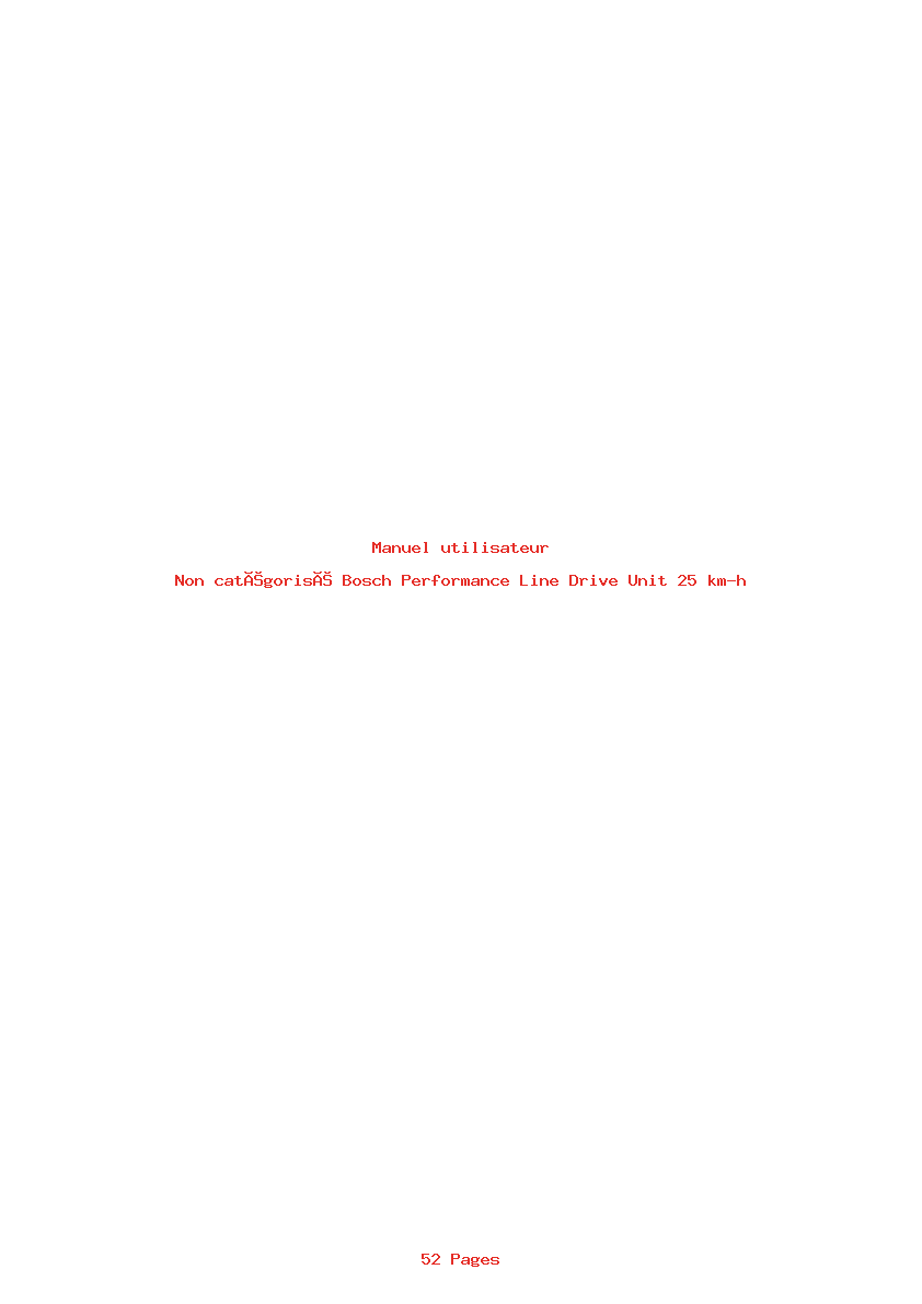 Page 1 de la notice Manuel utilisateur Bosch Performance Line Drive Unit 25 km-h