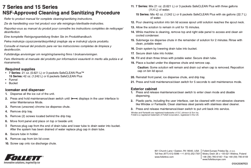 Page 1 of the manual User Manual Follett 15FS100A-IW-NF-ST-00