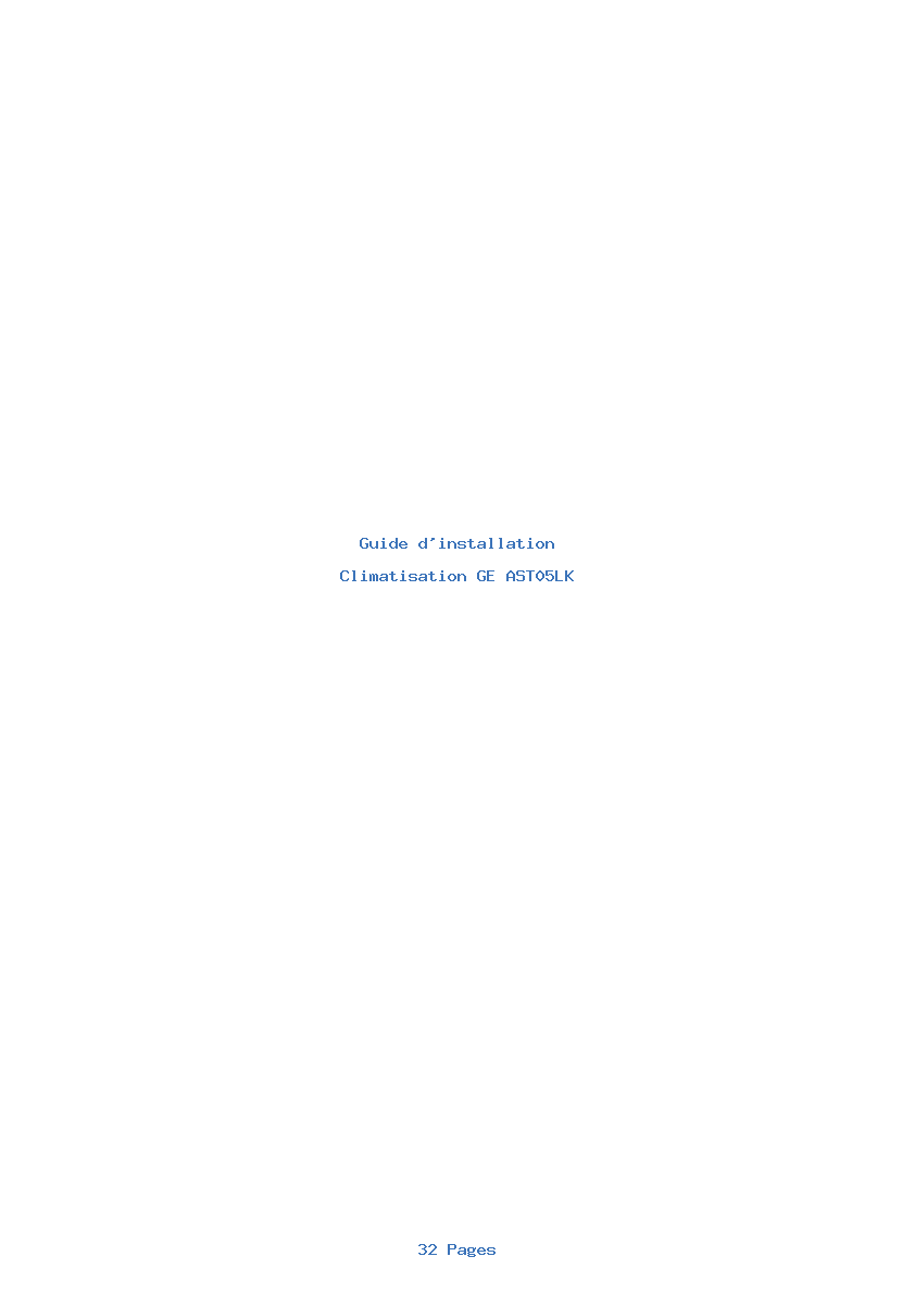 Page 1 de la notice Guide d'installation GE AST05LK