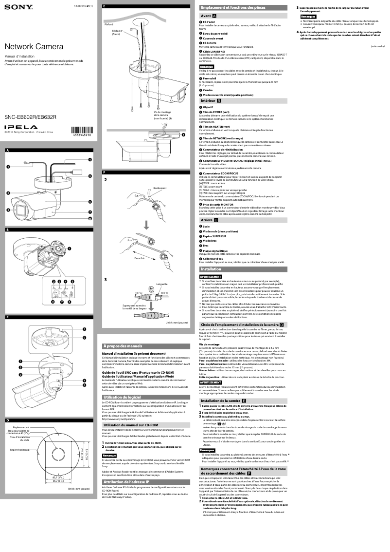 Page 1 de la notice Manuel utilisateur Sony SNC-EB632R