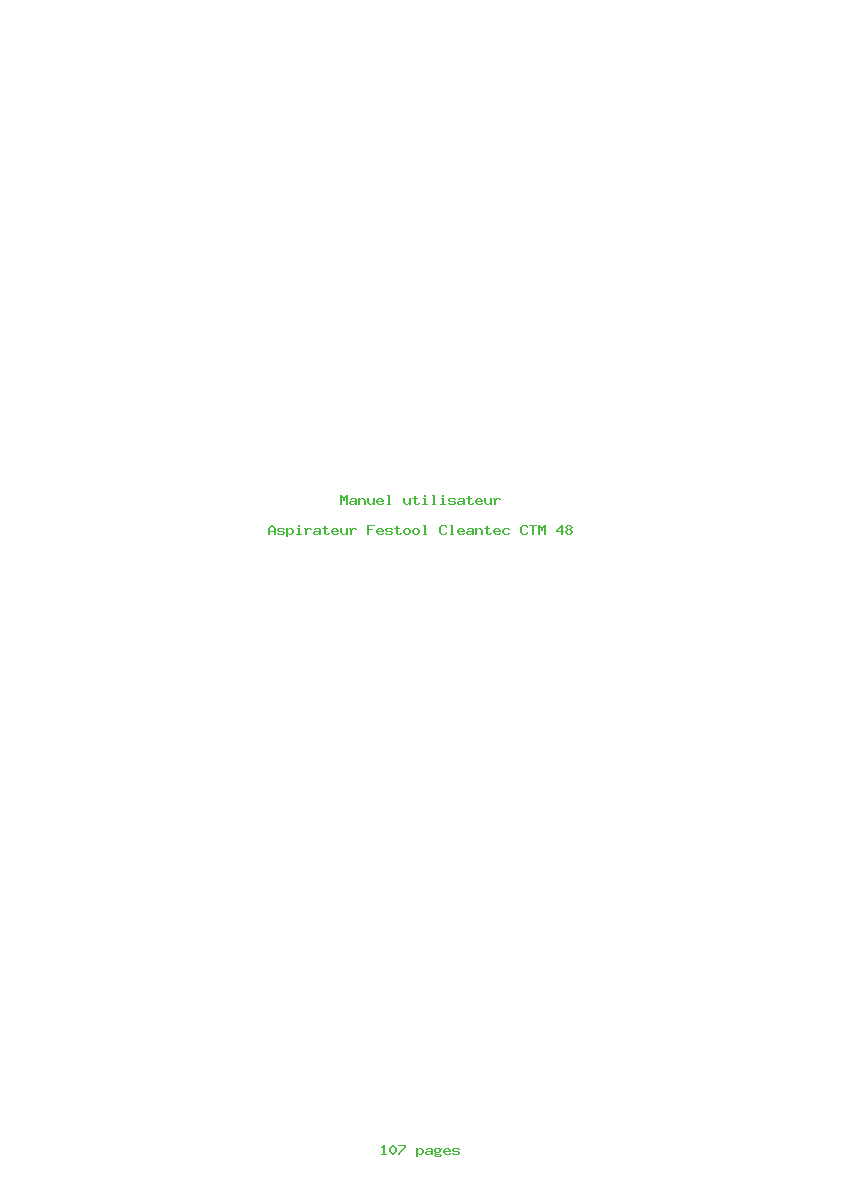 Page 1 de la notice Manuel utilisateur Festool Cleantec CTM 48