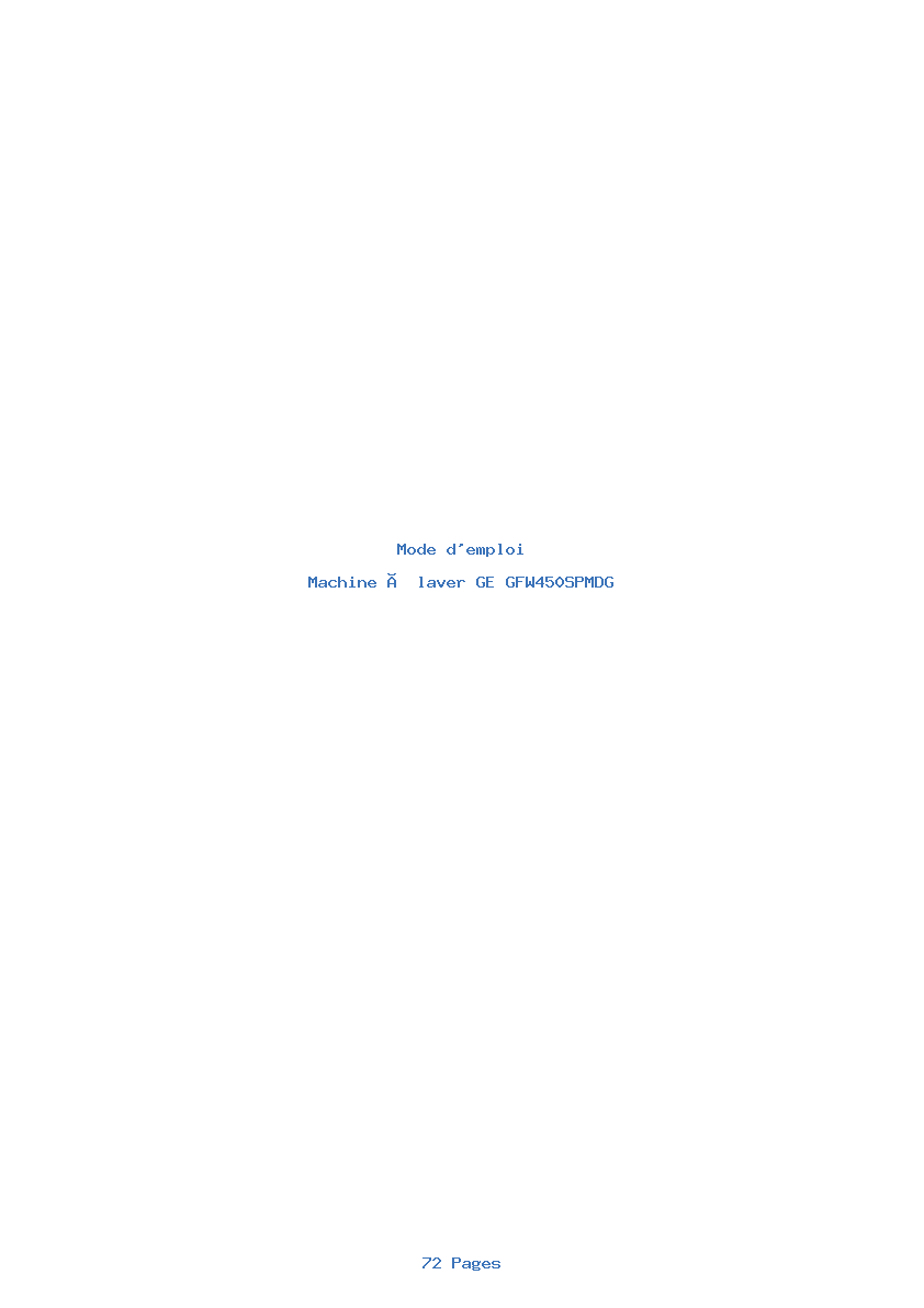 Page 1 de la notice Mode d'emploi GE GFW450SPMDG