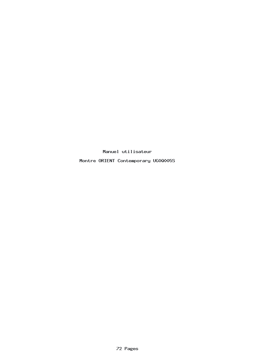 Page 1 de la notice Manuel utilisateur ORIENT Contemporary UG0Q005S