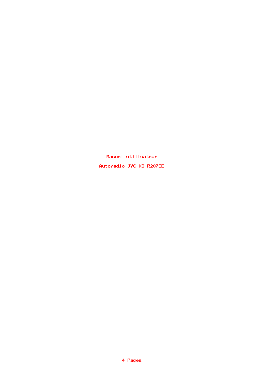 Page 1 de la notice Manuel utilisateur JVC KD-R207EE