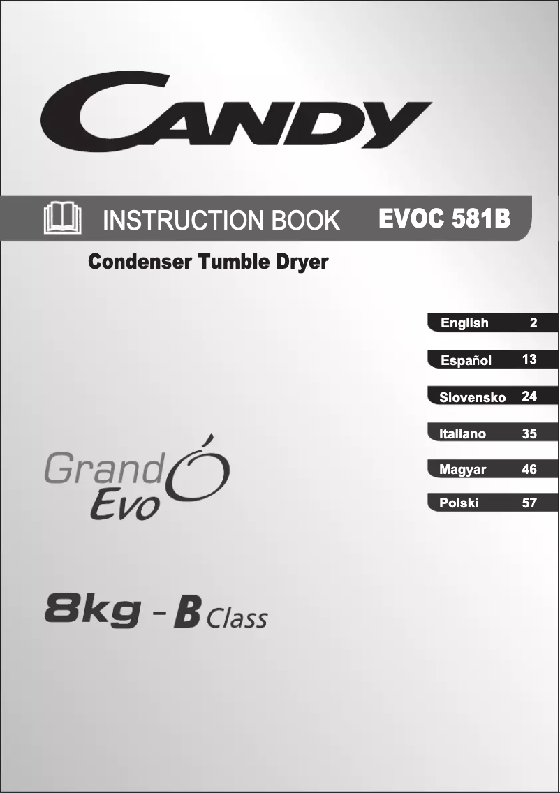 Page 1 of the manual User Manual Candy EVOC 581BT-S