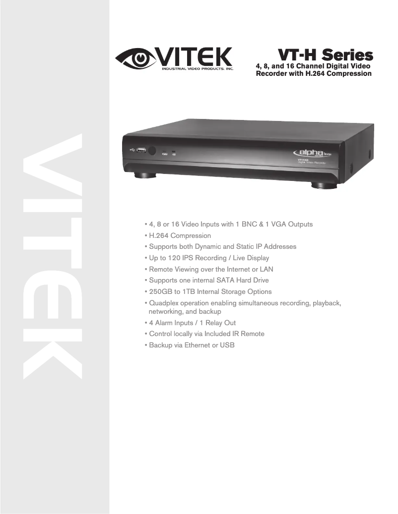 Page 1 de la notice Manuel utilisateur Vitek VT-H160