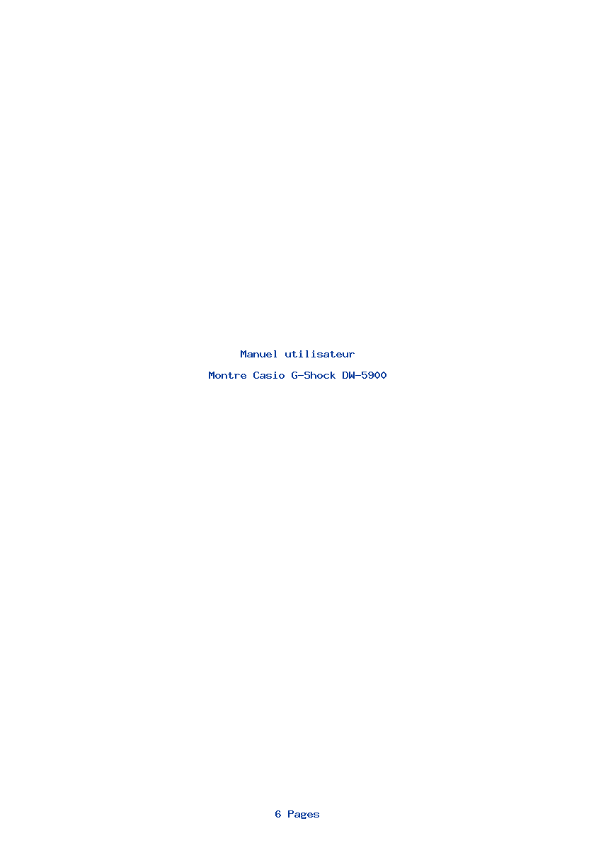 Page 1 de la notice Manuel utilisateur Casio G-Shock DW-5900