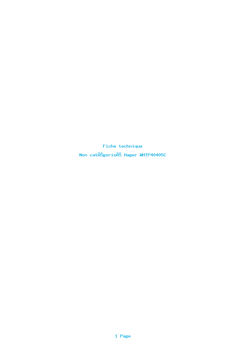 Page 1 de la notice Fiche technique Hager WHTP40405C