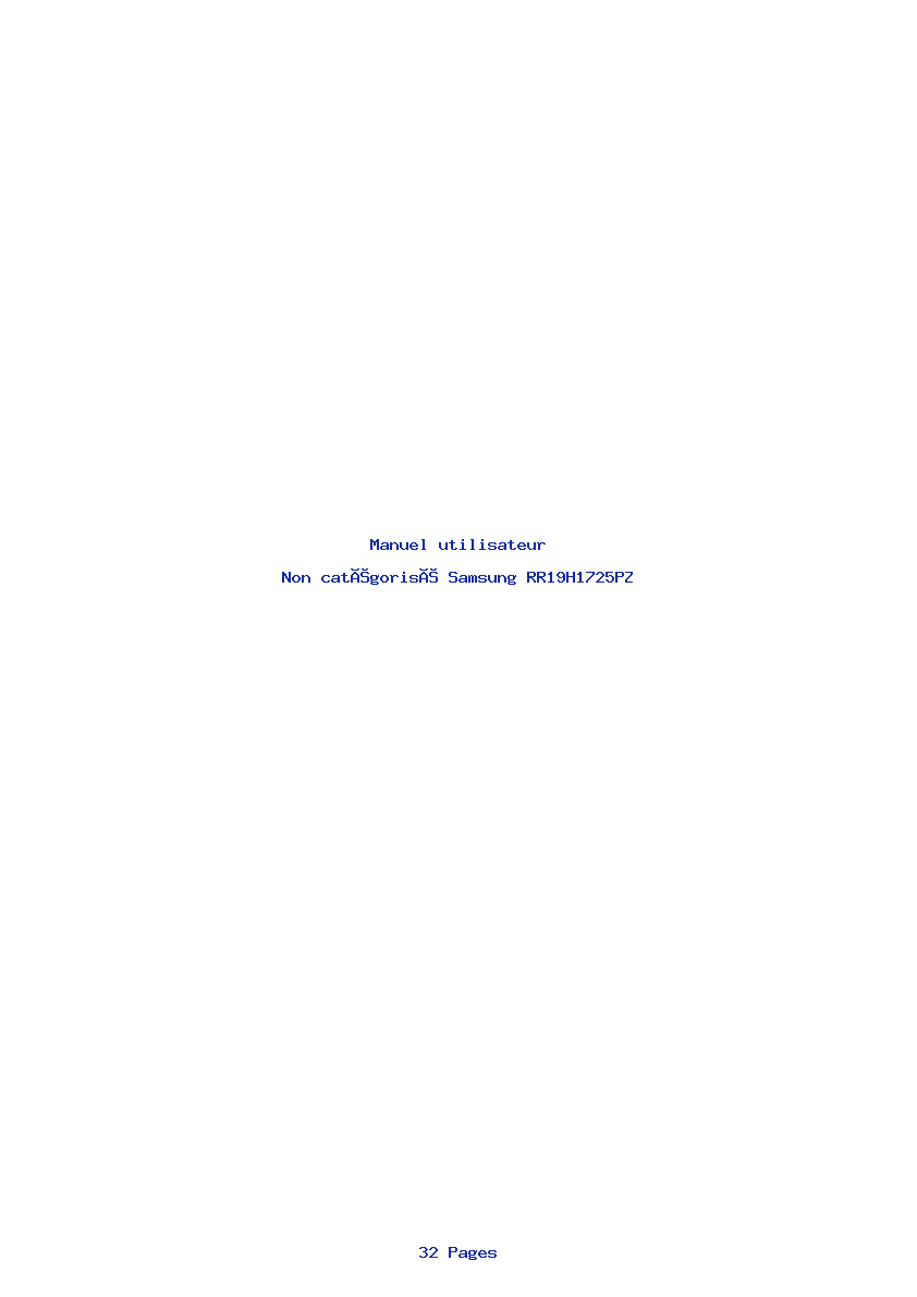 Page 1 de la notice Manuel utilisateur Samsung RR19H1725PZ