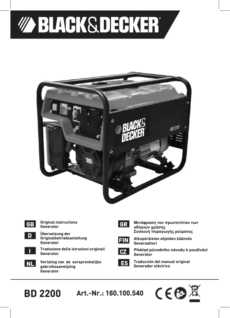 Page 1 de la notice Manuel utilisateur Black & Decker BD 2200