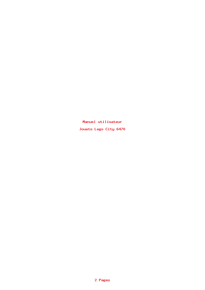Page 1 de la notice Manuel utilisateur Lego City 6470