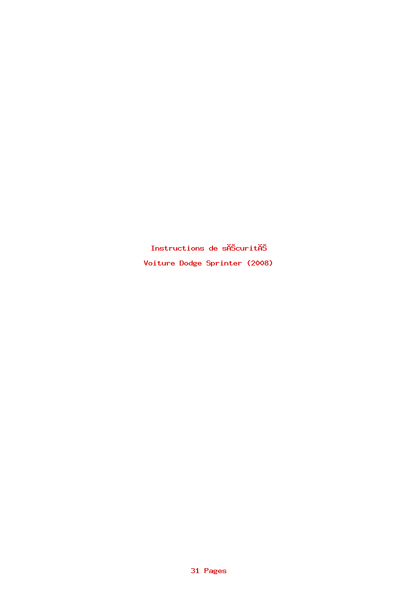 Image de la première page du manuel de l'appareil Sprinter (2008)