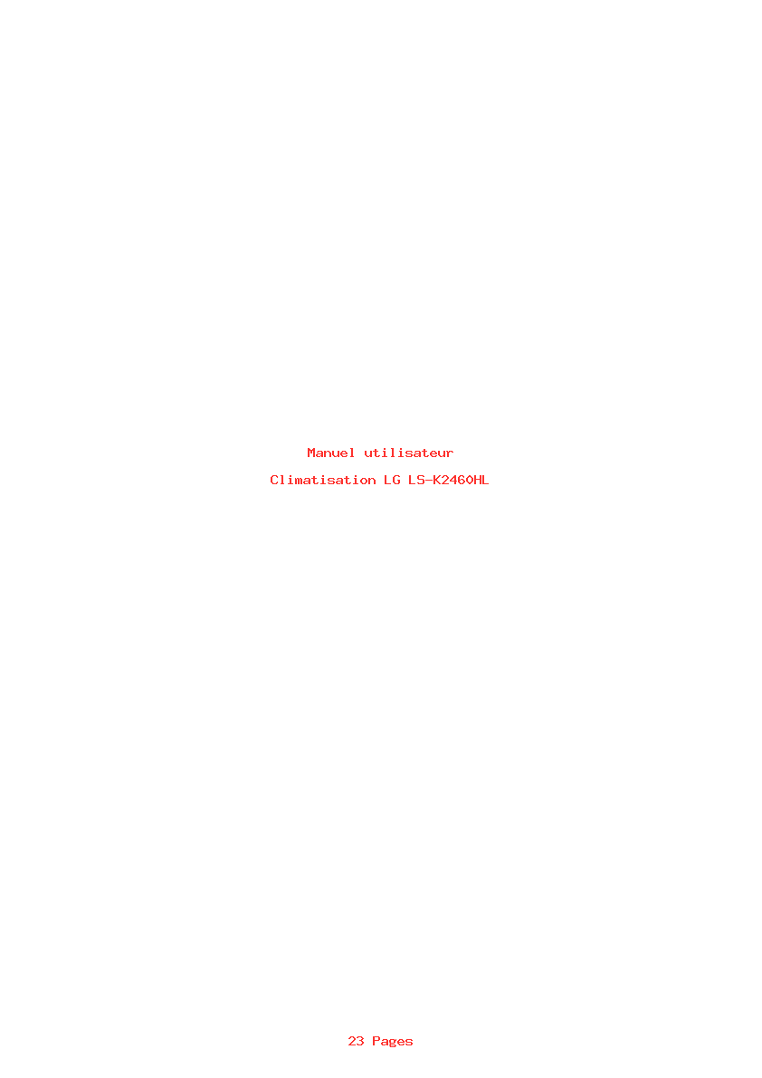 Page 1 de la notice Manuel utilisateur LG LS-K2460HL