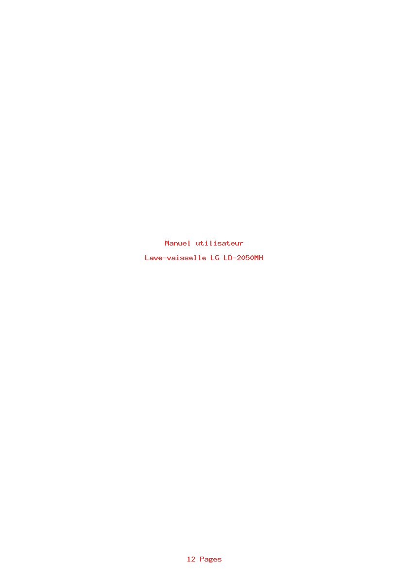 Page 1 de la notice Manuel utilisateur LG LD-2050MH