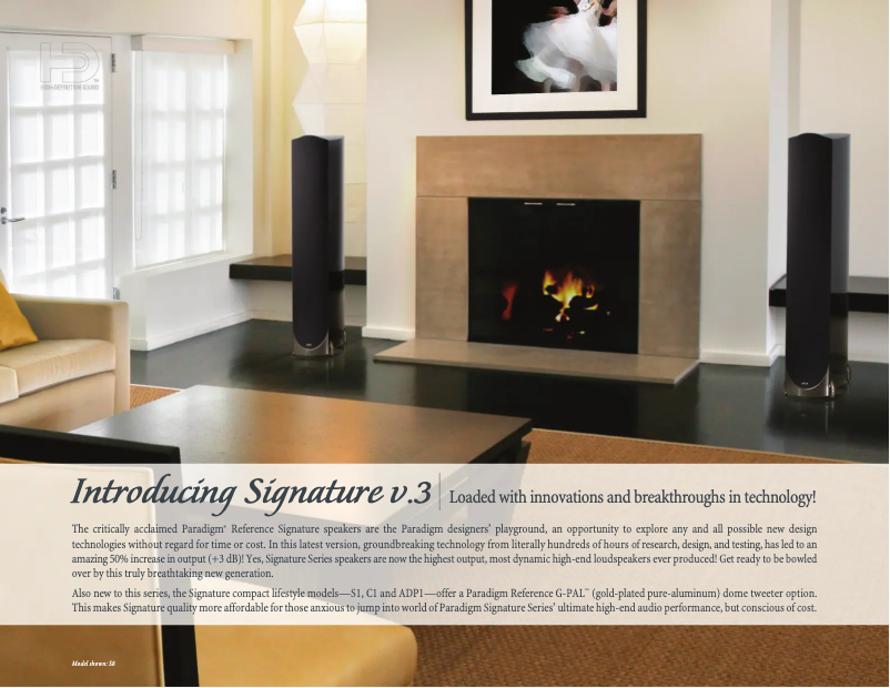 Page 1 de la notice Fiche technique Paradigm Signature S2