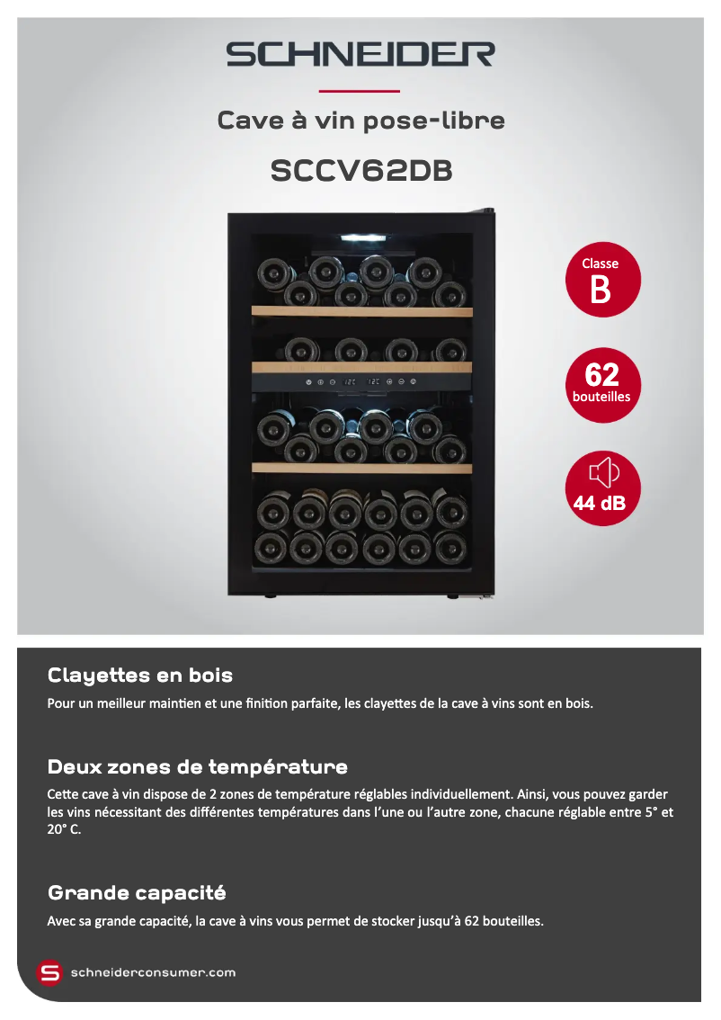 Page 1 de la notice Fiche technique Schneider SCCV62DB