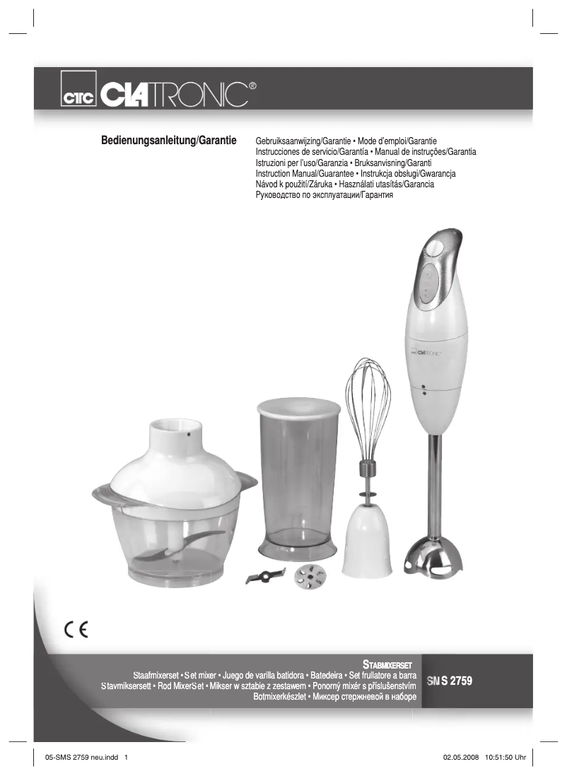 Page 1 of the manual User Manual Clatronic SM 2759