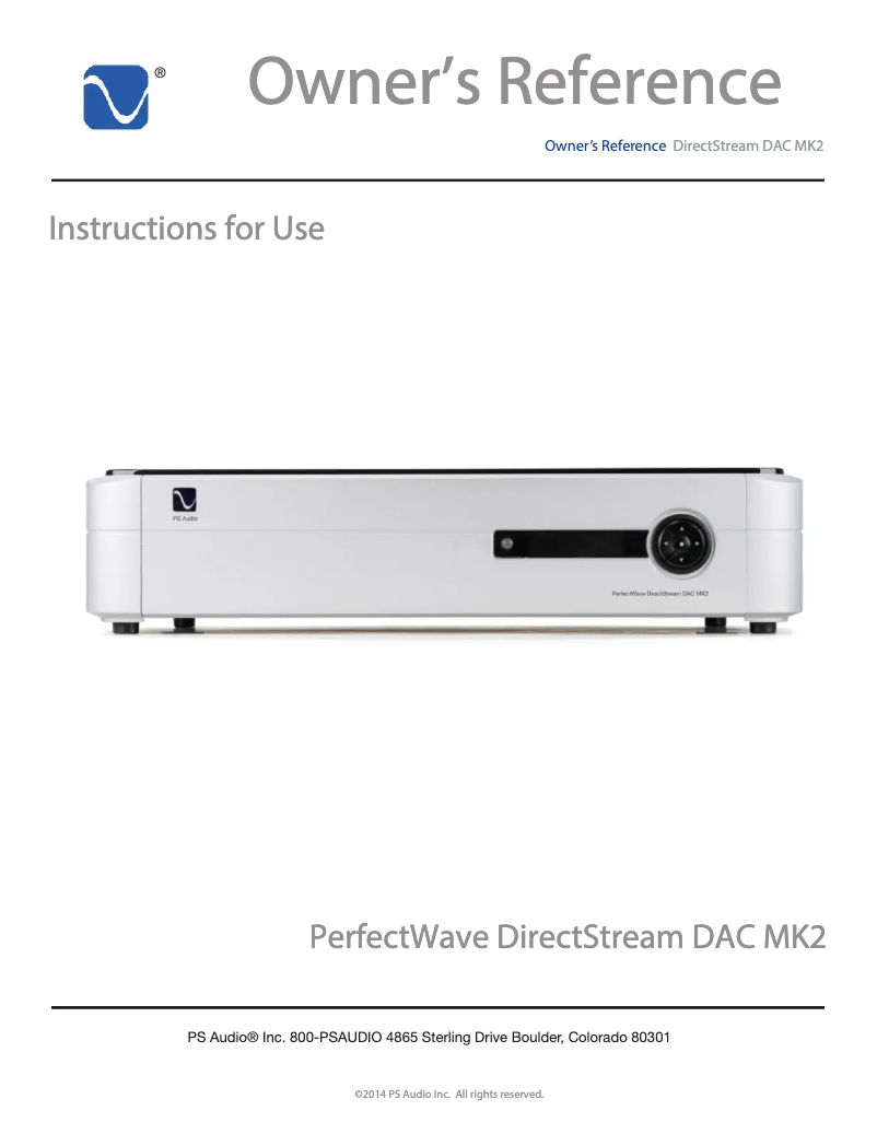 Image de la première page du manuel de l'appareil DirectStream DAC MK2