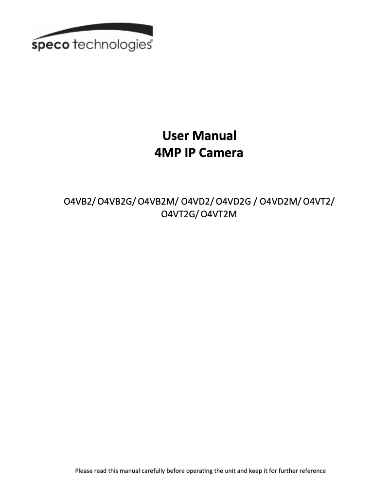 Page 1 of the manual User Manual Speco Technologies O4VD2G