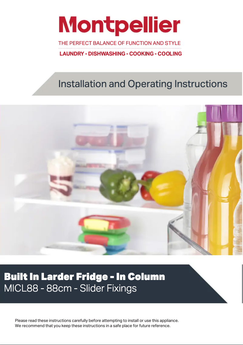 Page 1 de la notice Manuel utilisateur Montpellier MICL88