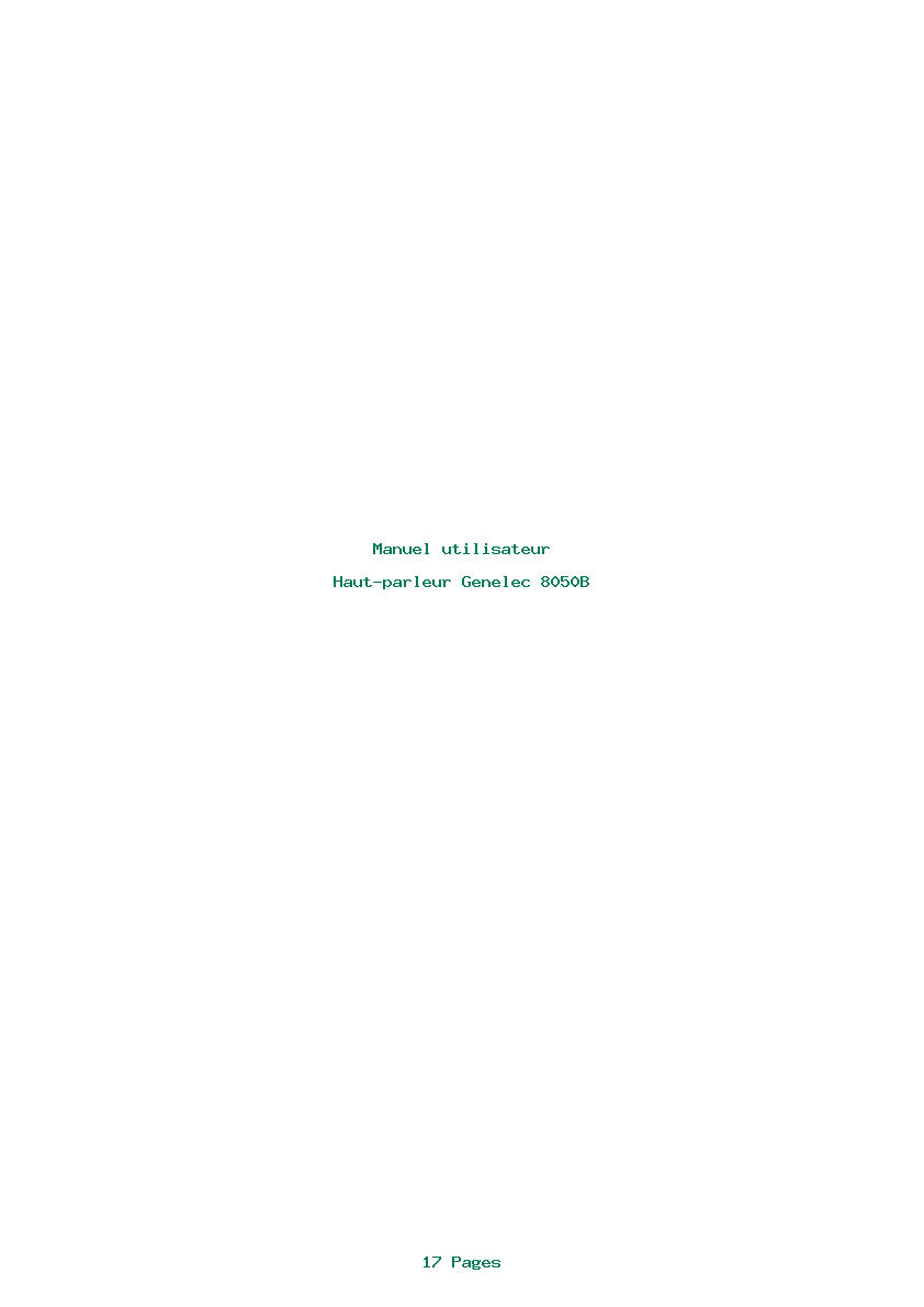 Page 1 de la notice Manuel utilisateur Genelec 8050B