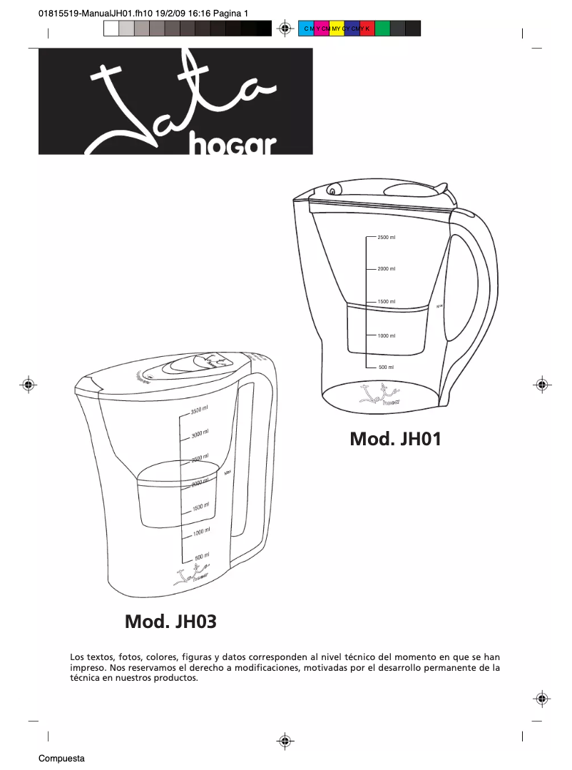Page 1 de la notice Manuel utilisateur Jata JH01