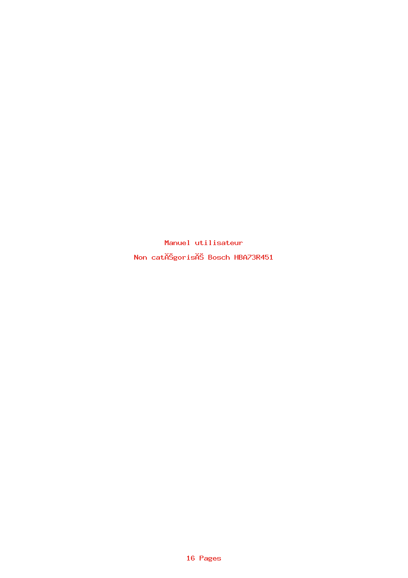 Page 1 de la notice Manuel utilisateur Bosch HBA73R451