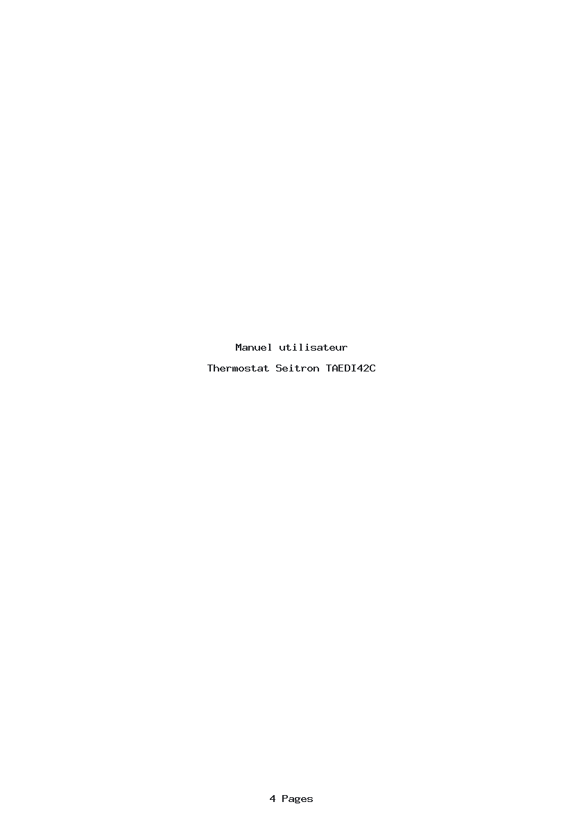 Page 1 de la notice Manuel utilisateur Seitron TAEDI42C