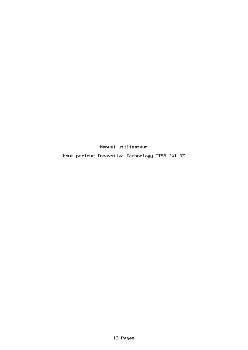 Page 1 de la notice Manuel utilisateur Innovative Technology ITSB-201-37