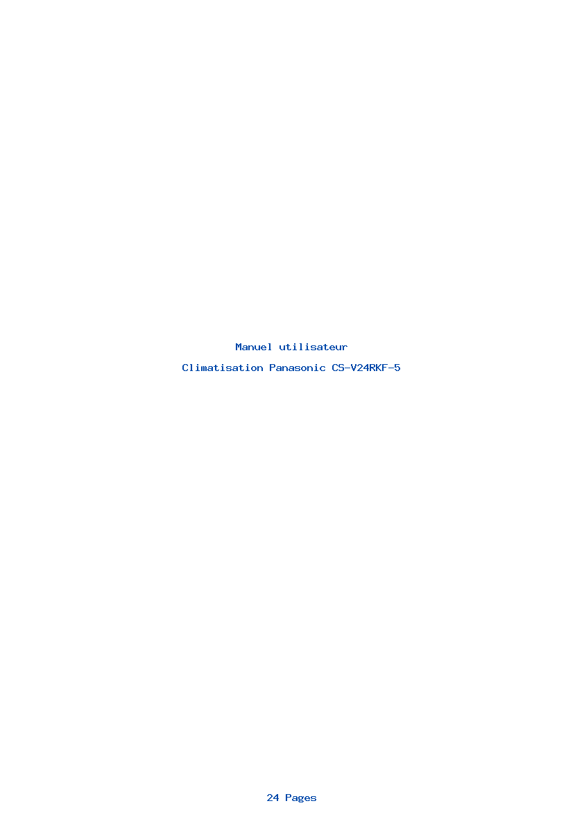 Page 1 de la notice Manuel utilisateur Panasonic CS-V24RKF-5