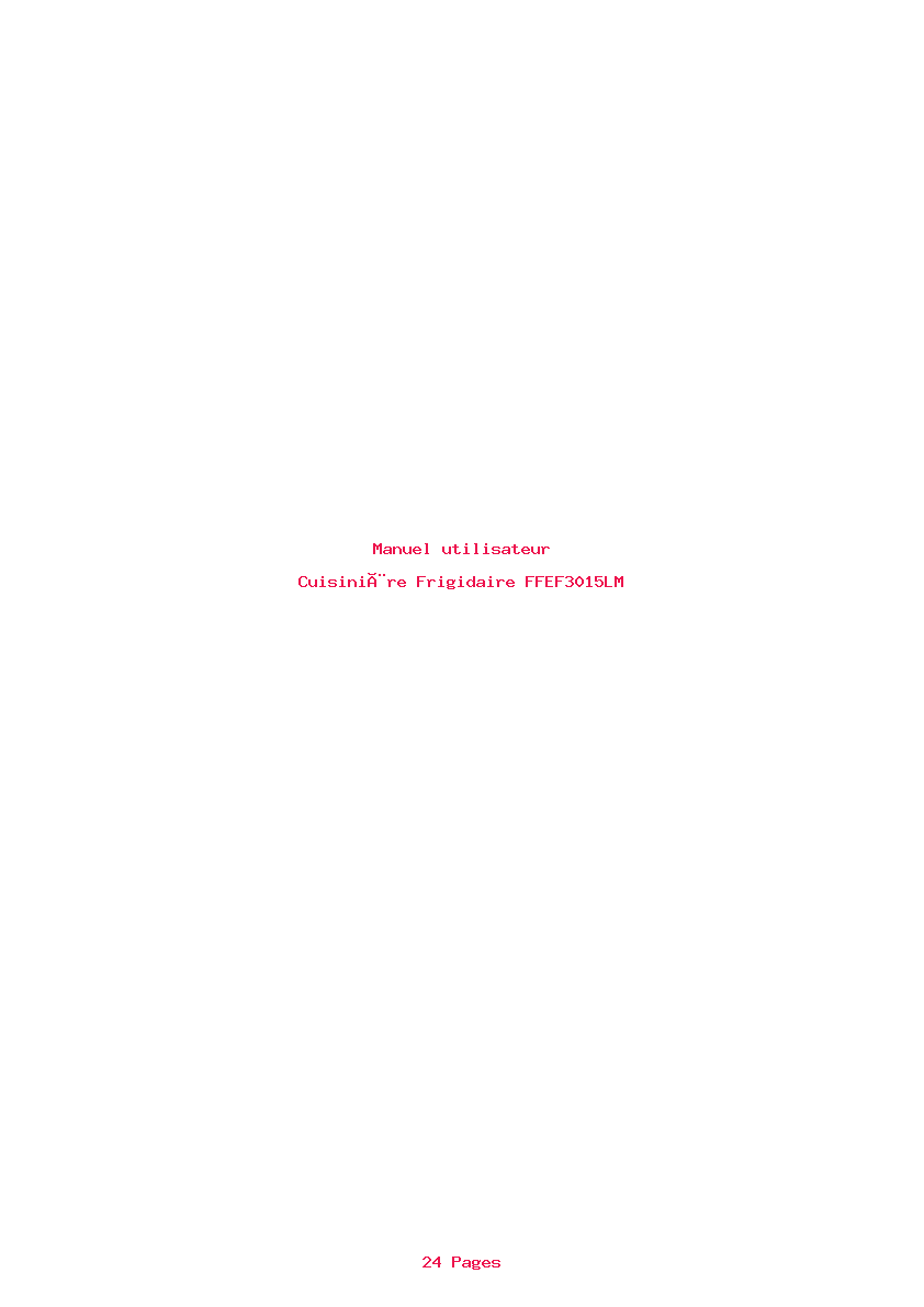 Page 1 de la notice Manuel utilisateur Frigidaire FFEF3015LM