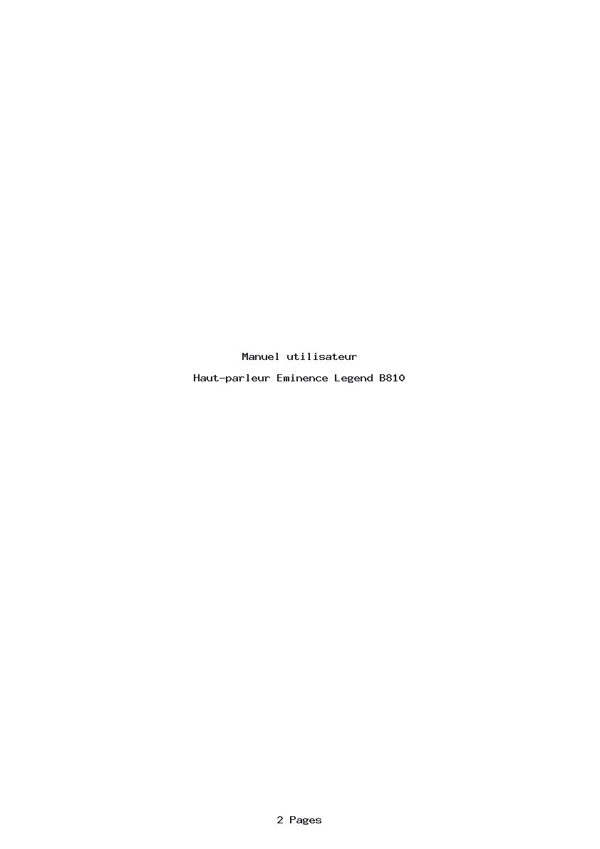 Page 1 de la notice Manuel utilisateur Eminence Legend B810