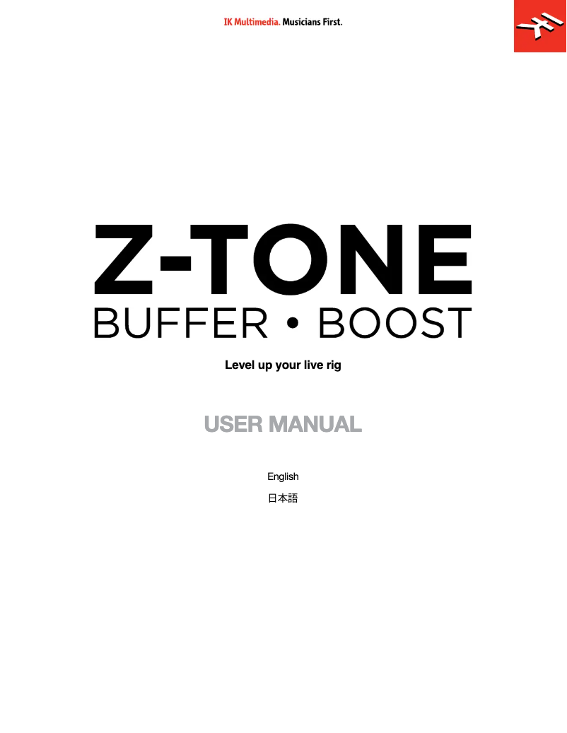 Page 1 de la notice Manuel utilisateur IK Multimedia Z-TONE Buffer Boost