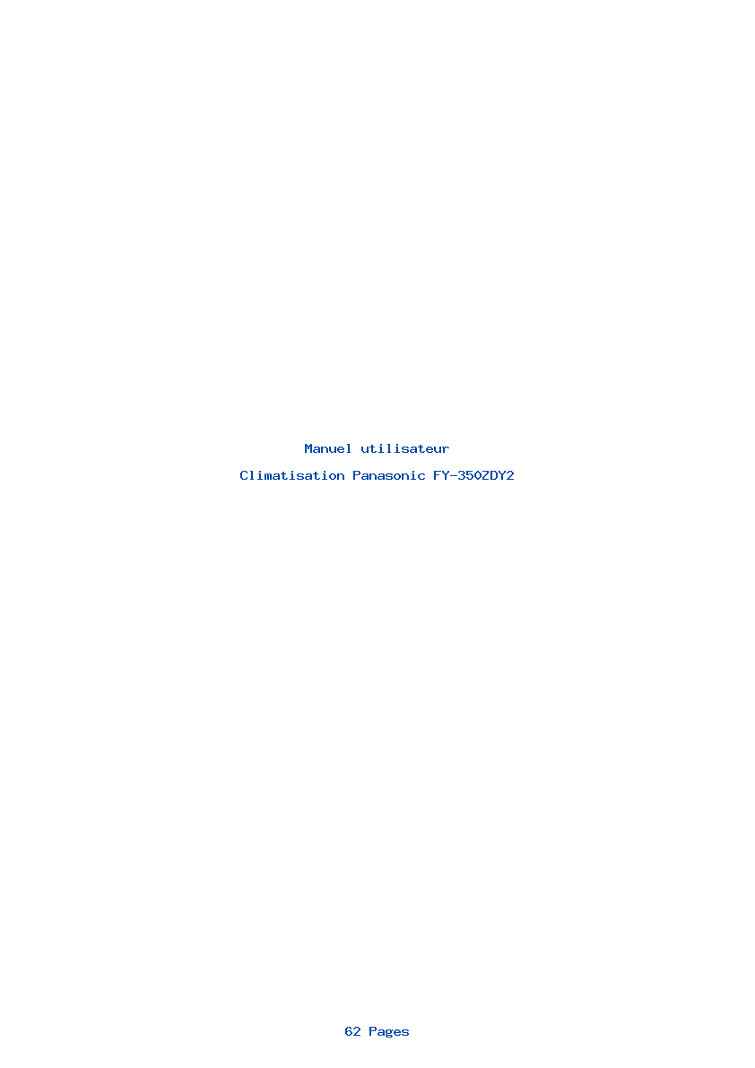 Page 1 de la notice Manuel utilisateur Panasonic FY-350ZDY2