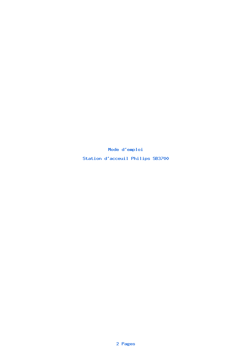 Page 1 de la notice Mode d'emploi Philips SB3700