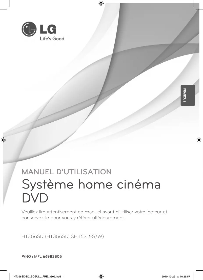 Page 1 de la notice Manuel utilisateur LG HT356SD