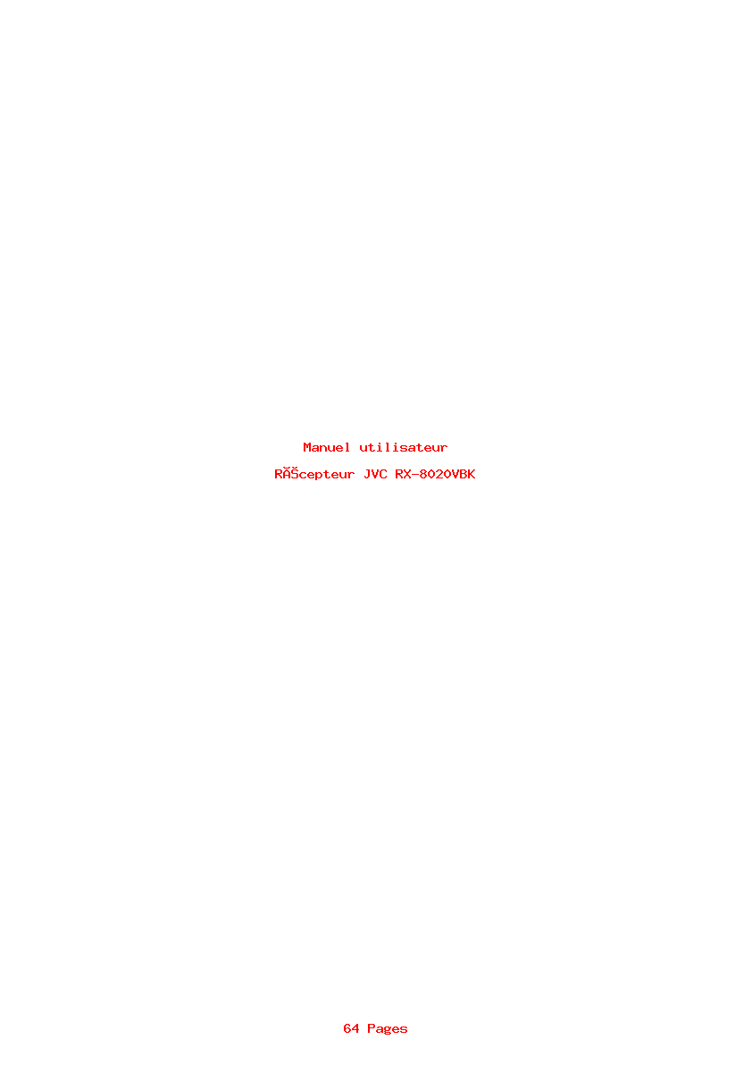 Page 1 de la notice Manuel utilisateur JVC RX-8020VBK