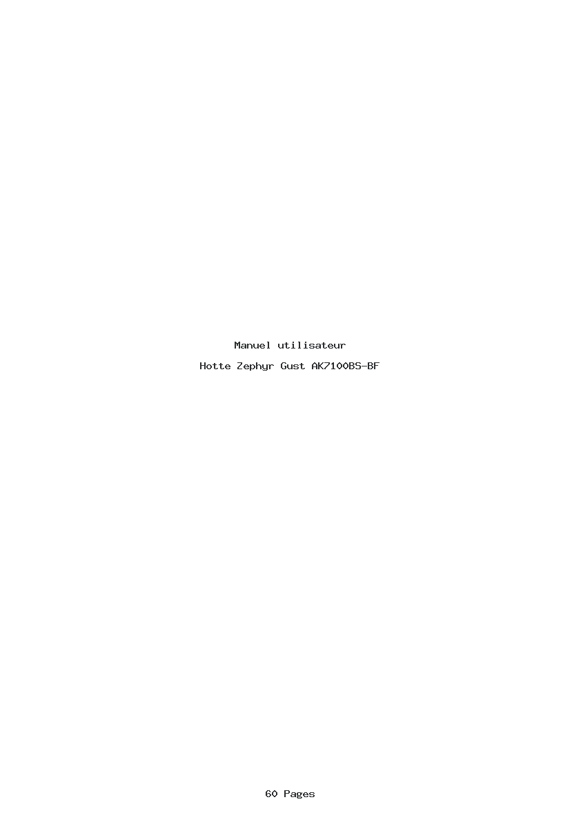Page 1 de la notice Manuel utilisateur Zephyr Gust AK7100BS-BF