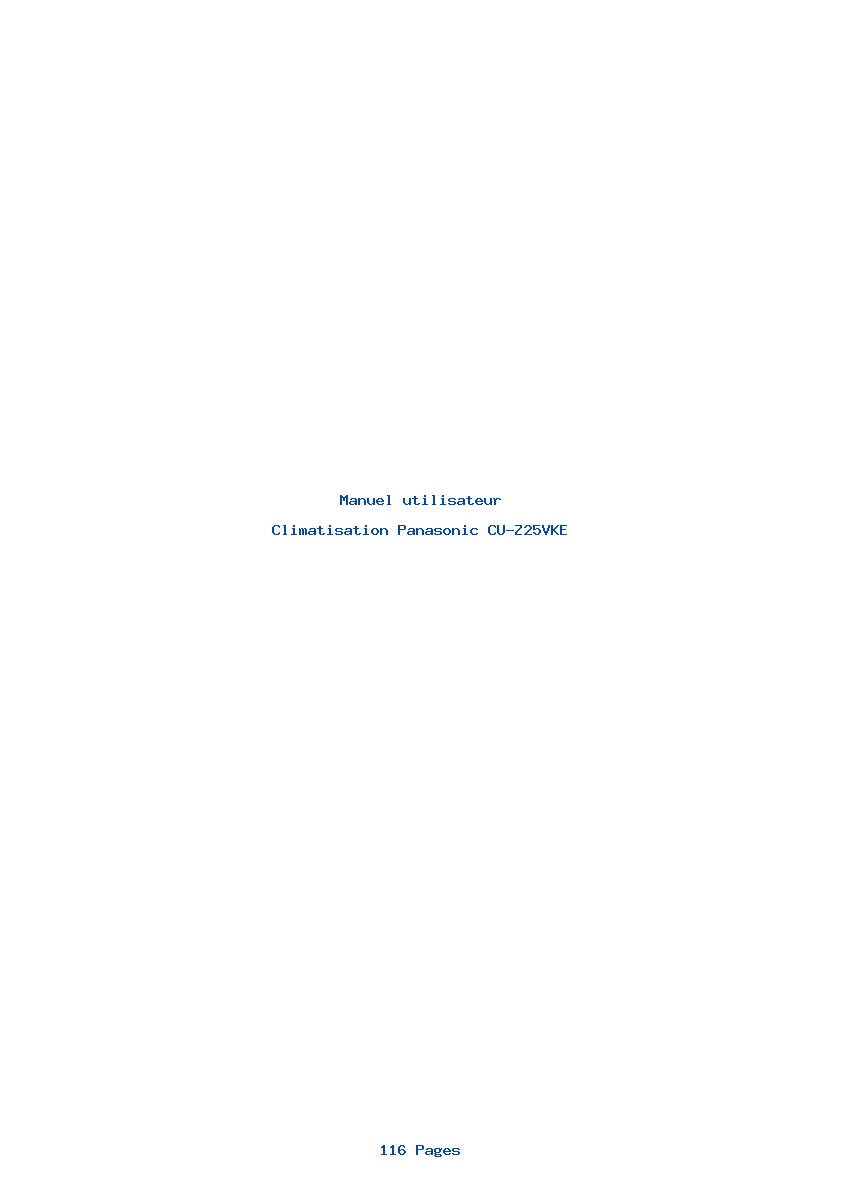 Page 1 de la notice Manuel utilisateur Panasonic CU-Z25VKE