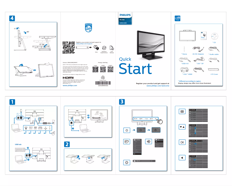 Página 1 del manual Guía de inicio rápido Philips B Line 242B9TL