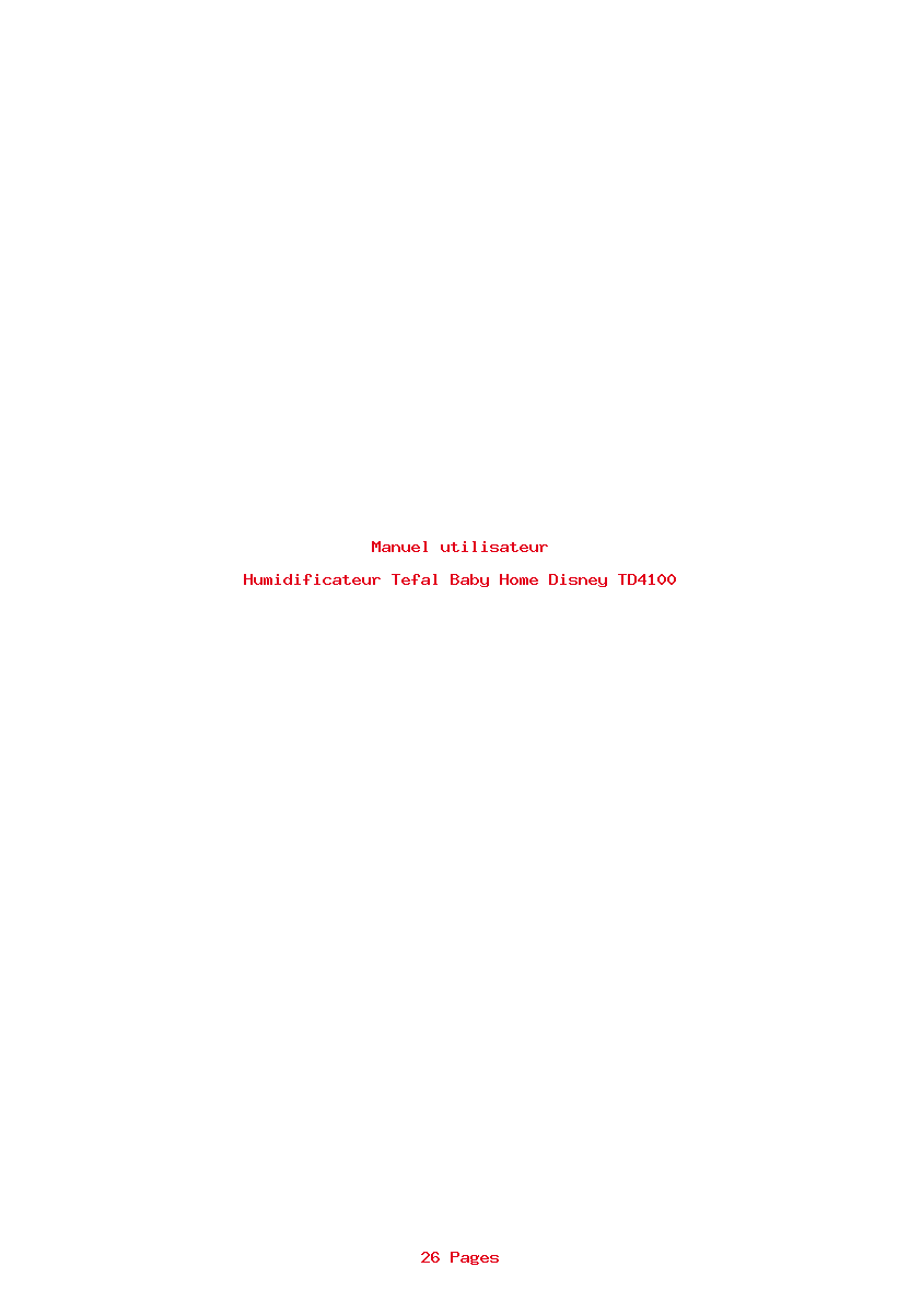 Page 1 de la notice Manuel utilisateur Tefal Baby Home Disney TD4100