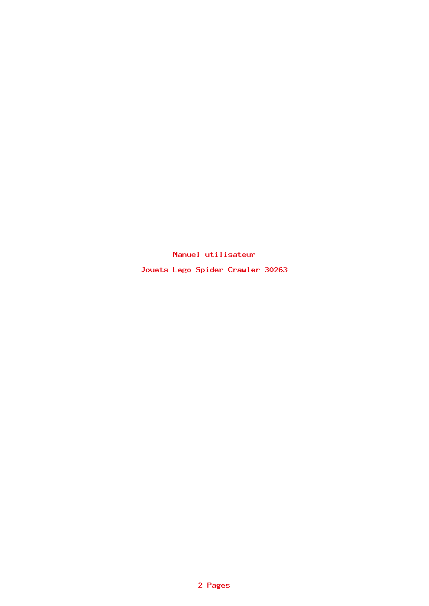 Page 1 de la notice Manuel utilisateur Lego Spider Crawler 30263