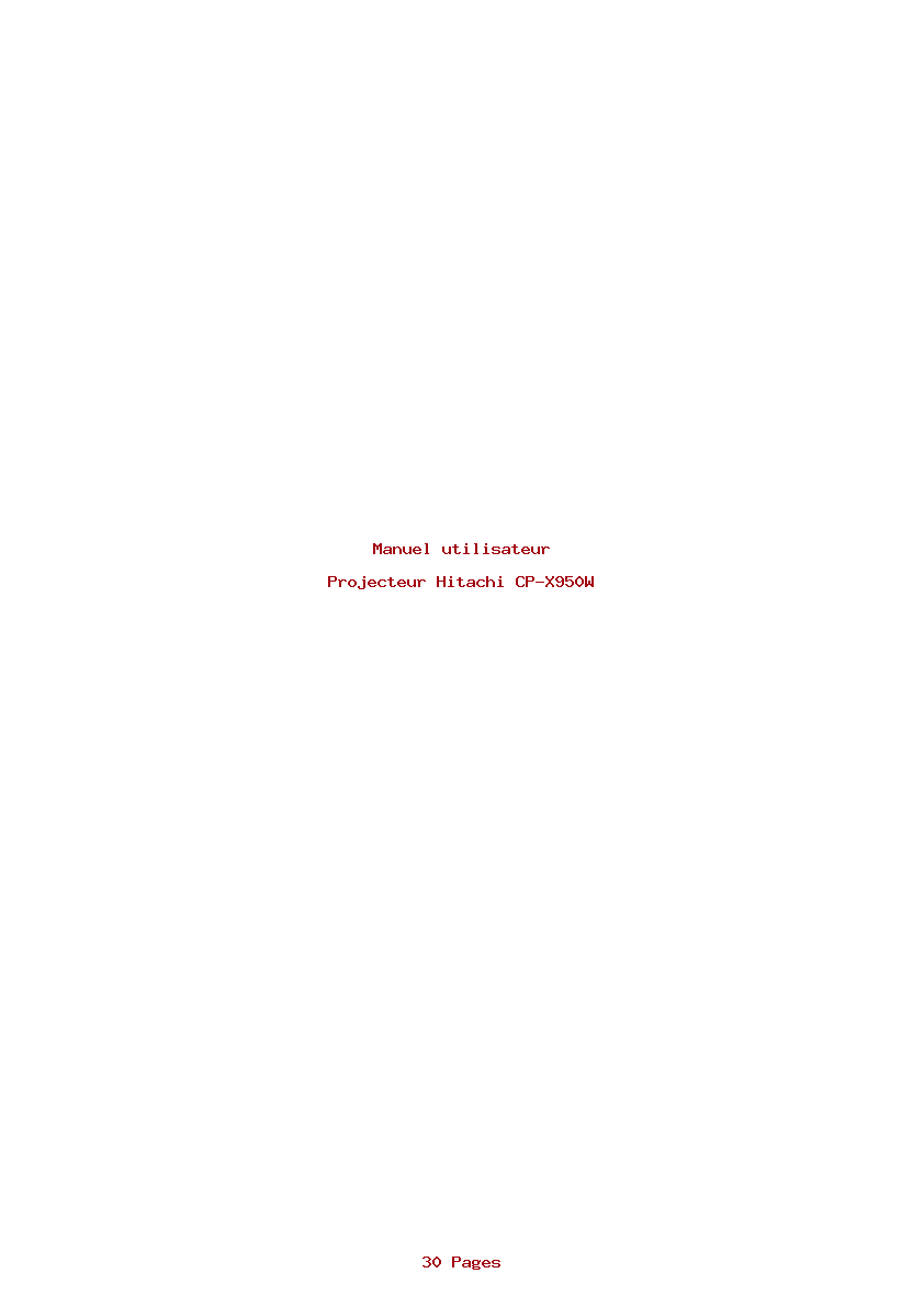 Page 1 de la notice Manuel utilisateur Hitachi CP-X950W