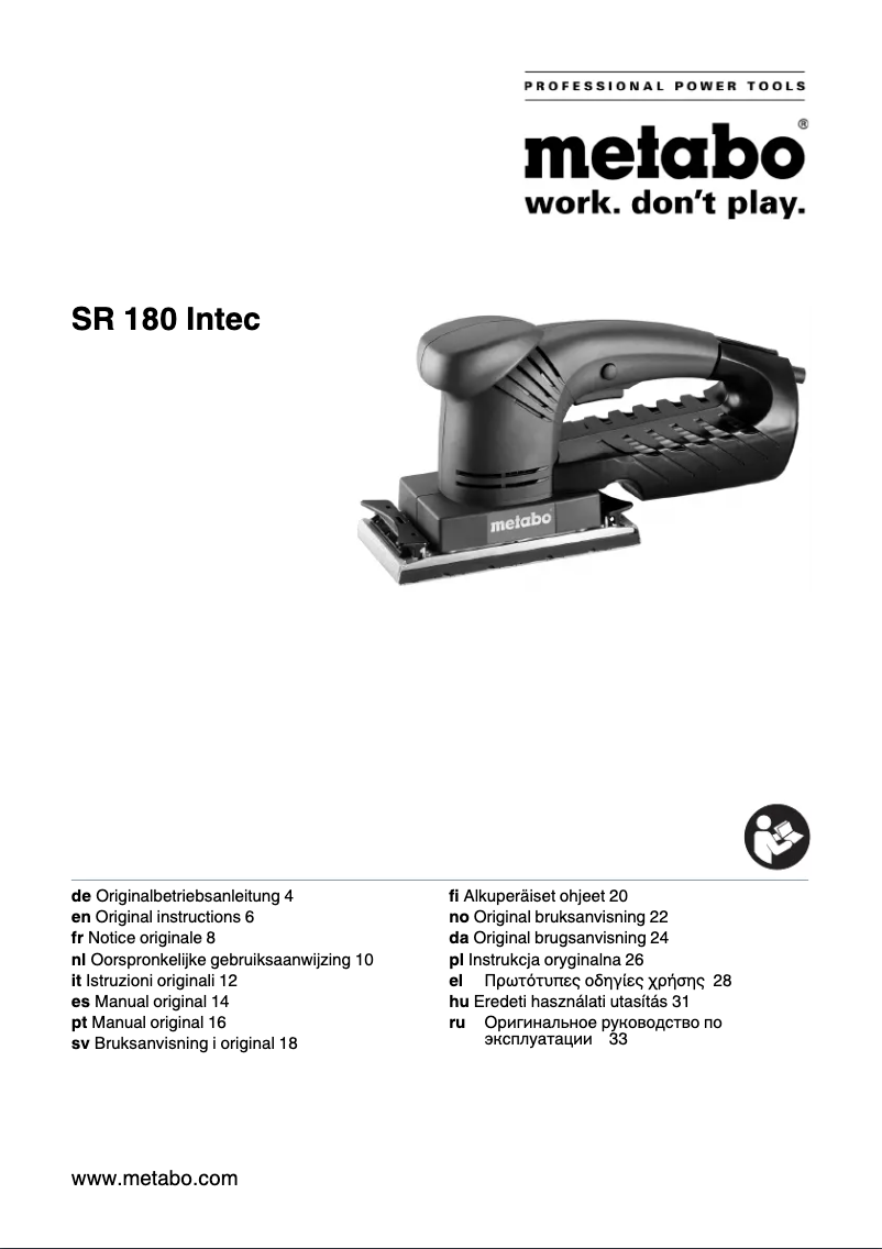 Page 1 de la notice Manuel utilisateur Metabo SR 180 Intec