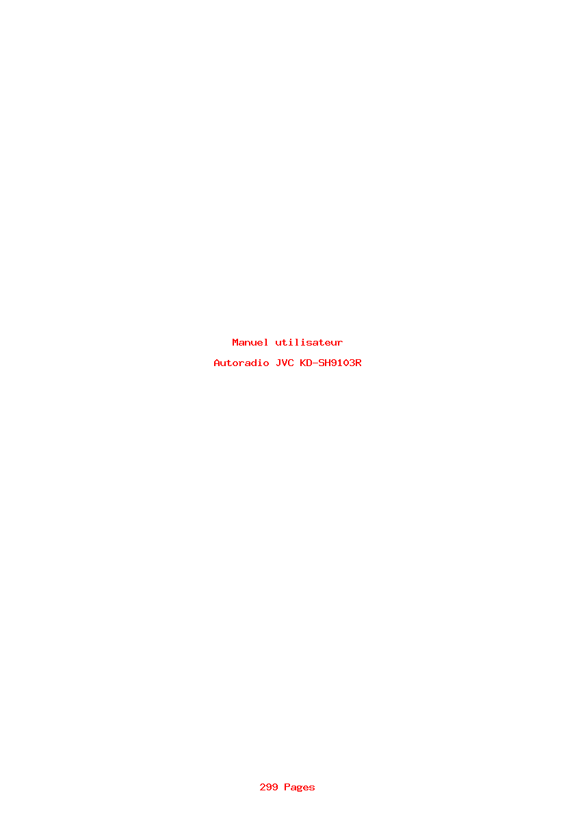 Page 1 de la notice Manuel utilisateur JVC KD-SH9103R