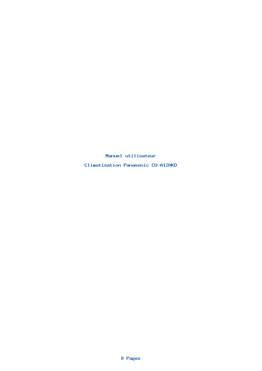 Page 1 de la notice Manuel utilisateur Panasonic CU-A12HKD