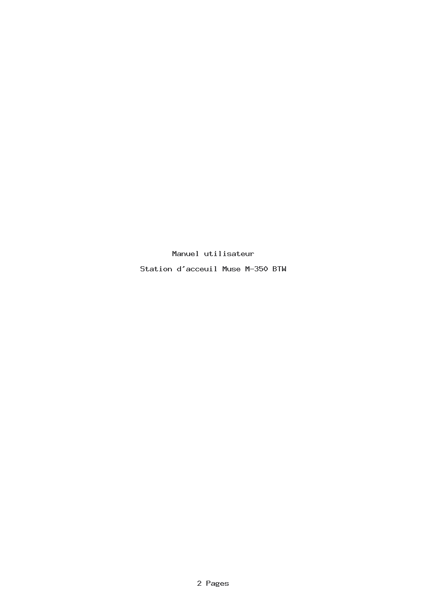 Page 1 de la notice Manuel utilisateur Muse M-350 BTW